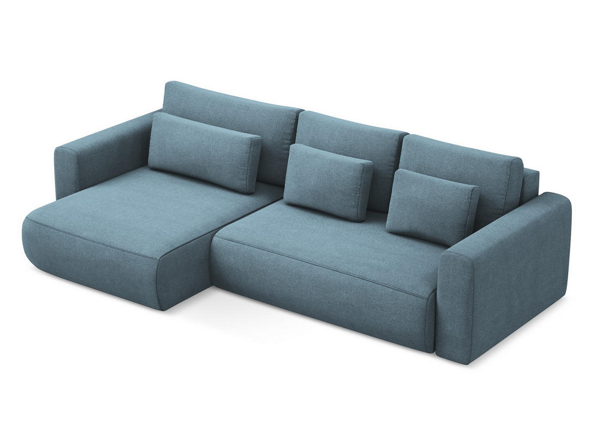 ECKSOFA mit Schlaffunktion Strukturstoff Stoff Blau - Blau/Schwarz, Kunststoff/Textil (149/278cm) - Makamii