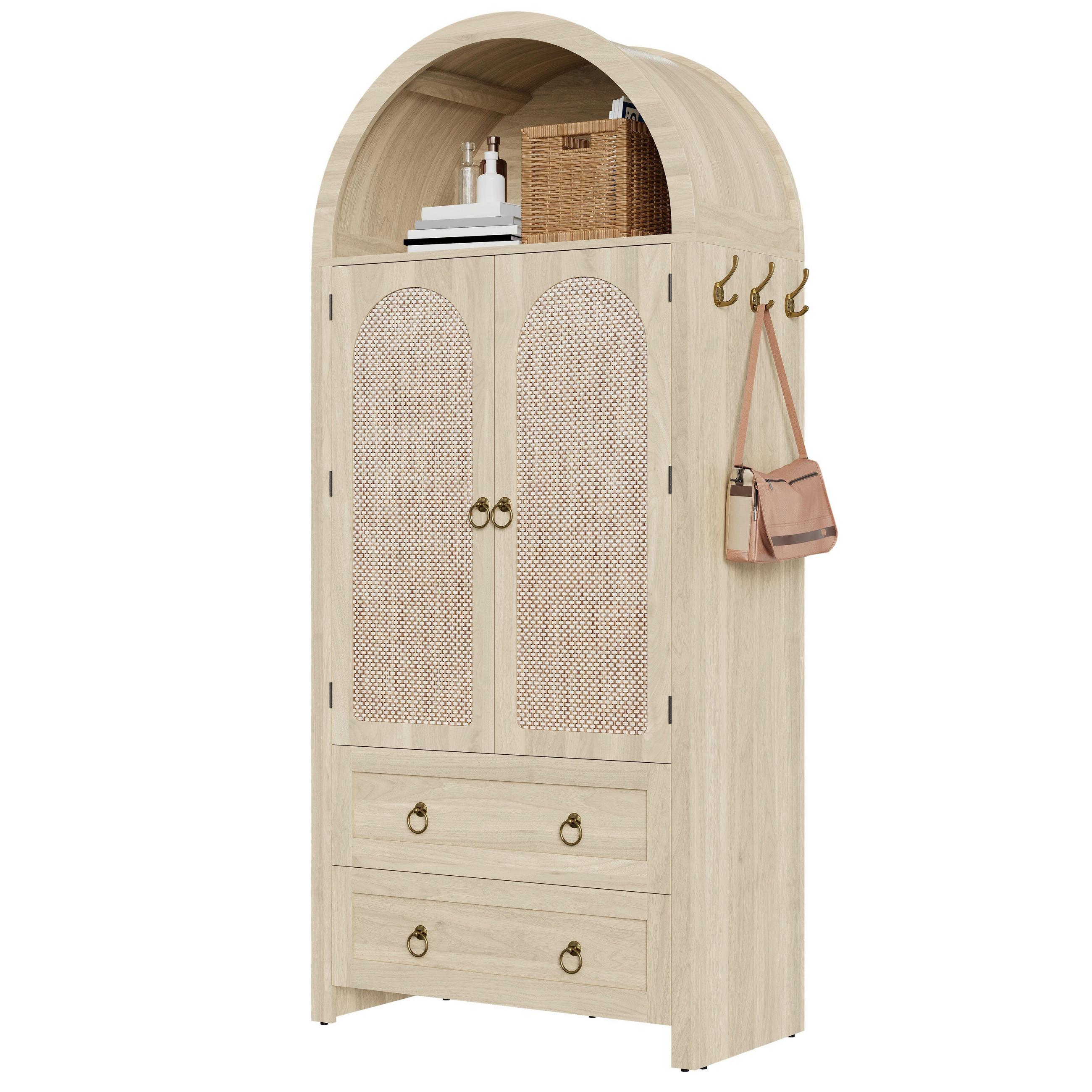 BÜCHERREGAL in Eichenfarben Aufbewahrungsschrank mit Doppelschubladen für Wohn- und Schlafzimmer, B80/T40/H180 cm - Eichefarben, Holzwerkstoff/Metall (80/180/40cm) - STILVORA