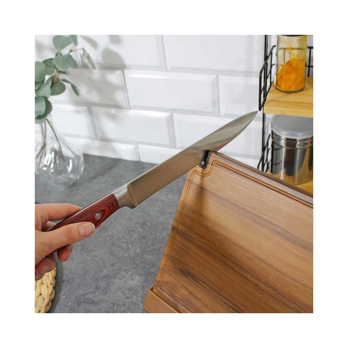 MESSERBLOCK Silber 23/27/23 cm 60530 - Silberfarben, Holz (27/23/23cm) - Brunbeste