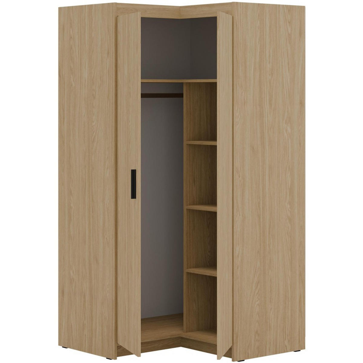 ECKSCHRANK Elena mit 2 Türen, 95x95 cm, Eiche Geölt - Hellbraun/Eichefarben, Holzwerkstoff (95/190.5/95cm) - Beautysofa