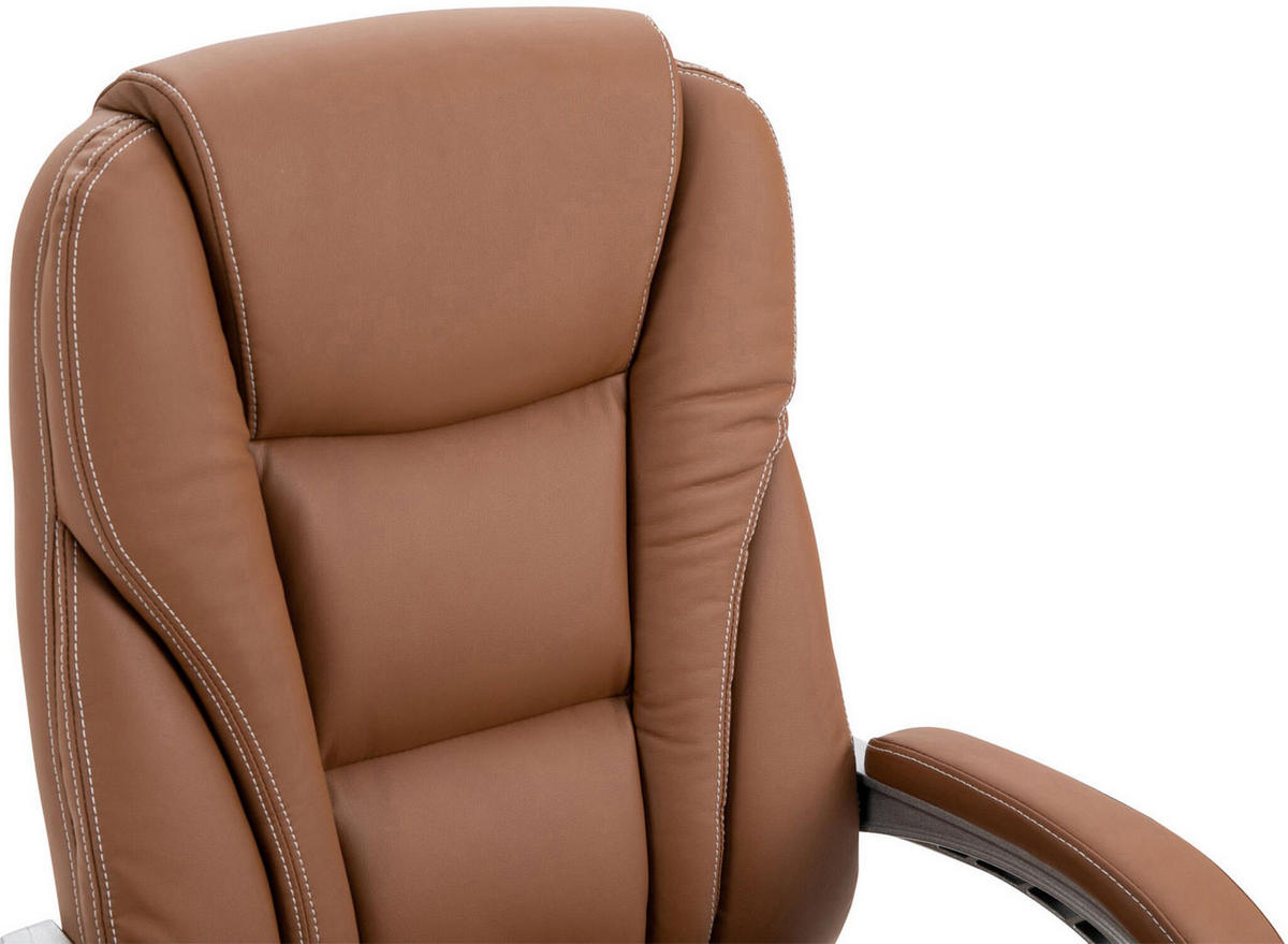 BÜROSTUHL Pacira, Kunstleder Hellbraun - Hellbraun, Textil/Metall (68/127/64cm) - TPFLiving