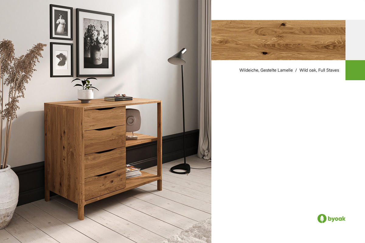 KOMMODE PAUL Wildeiche - Wildeiche, Holz (80/80/50cm) - byoak