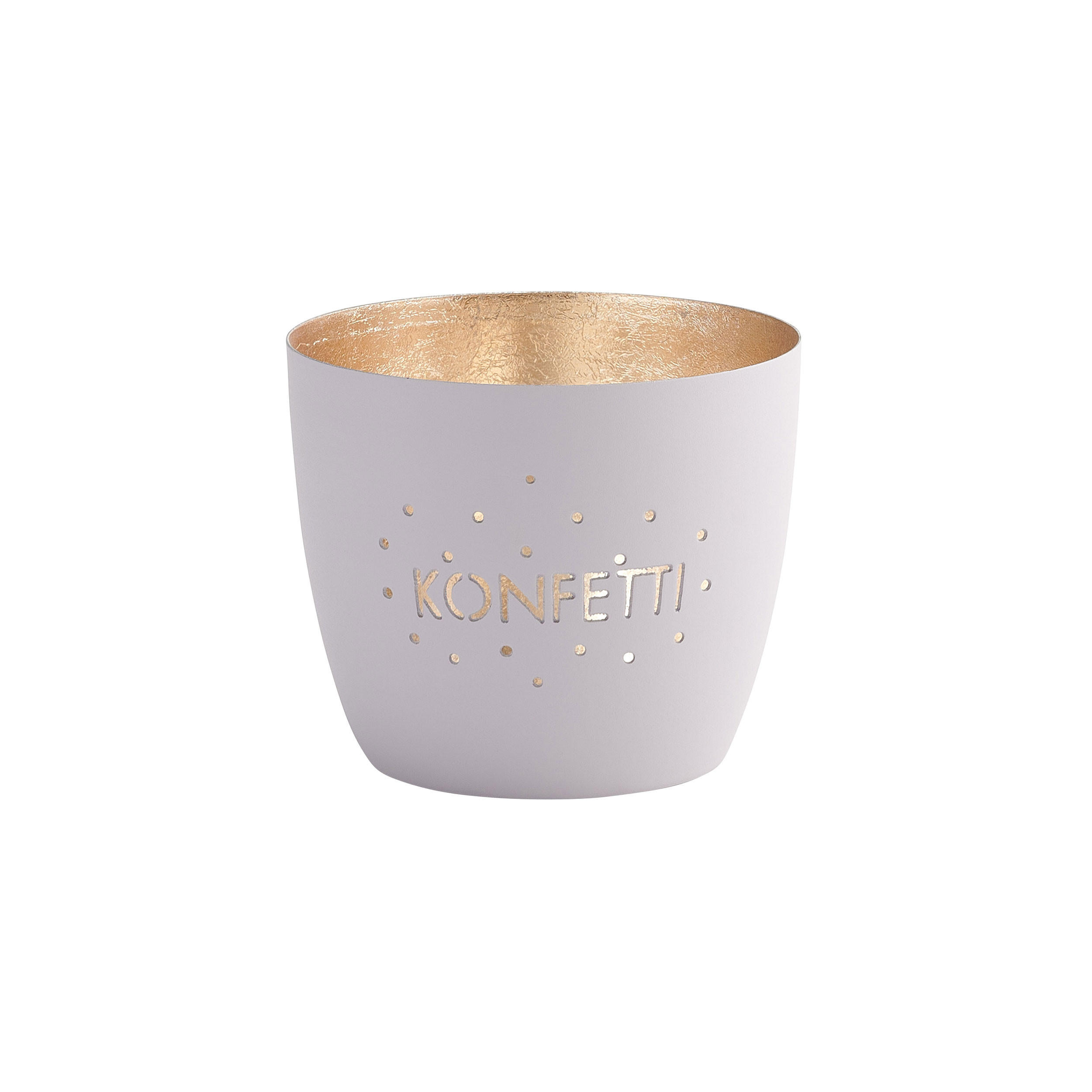 TEELICHTHALTER Madras Konfetti M, Eisen, Grau, Gold, 8.5 cm - Grau, Metall (9cm) - Gift Company
