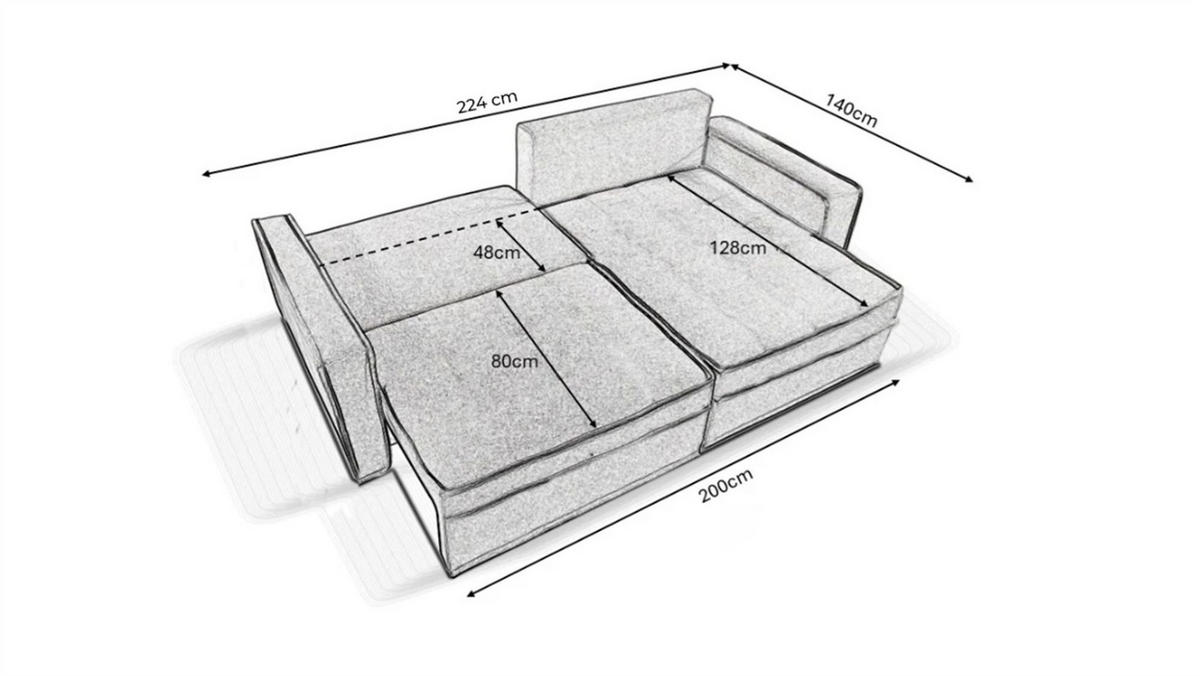 ECKSOFA Bendik In Poso - Grau, Holzwerkstoff/Textil (224/140cm) - Fun Möbel