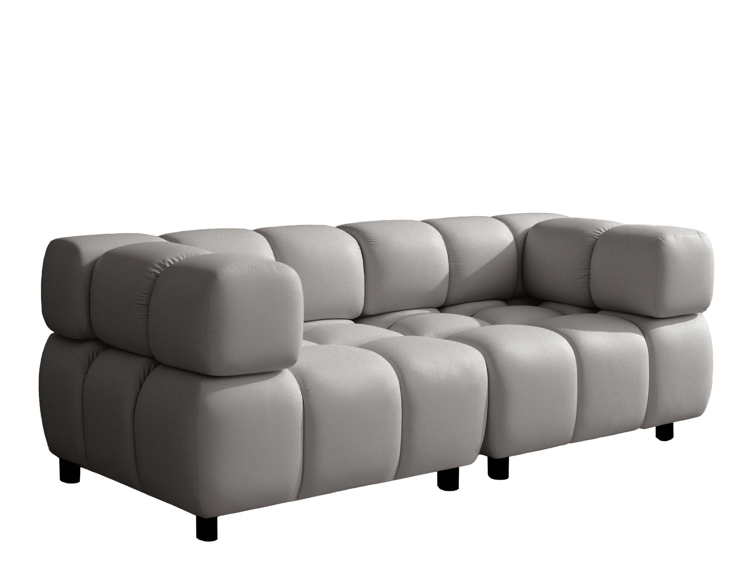 SOFA 3-Sitzer Modular, Couch, Veloursstoff Bluvel, Grau, Bolla - Grau, Holz (192/71/96cm) - Kaiser Möbel