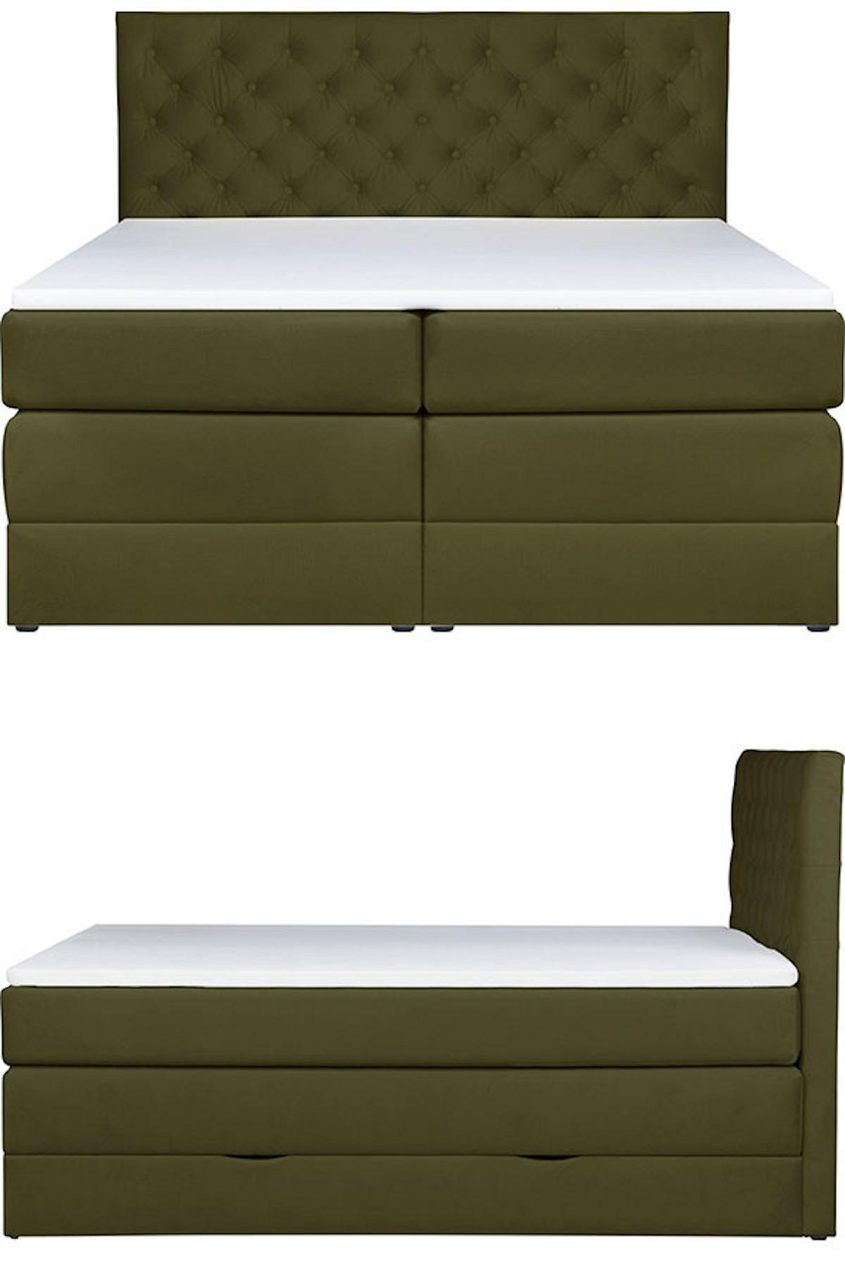 BOXSPRINGBETT Jahvis oliv 163 / 212 / 123cm - Grün, Holz/Holzwerkstoff (160/200cm) - Feldmann-Wohnen