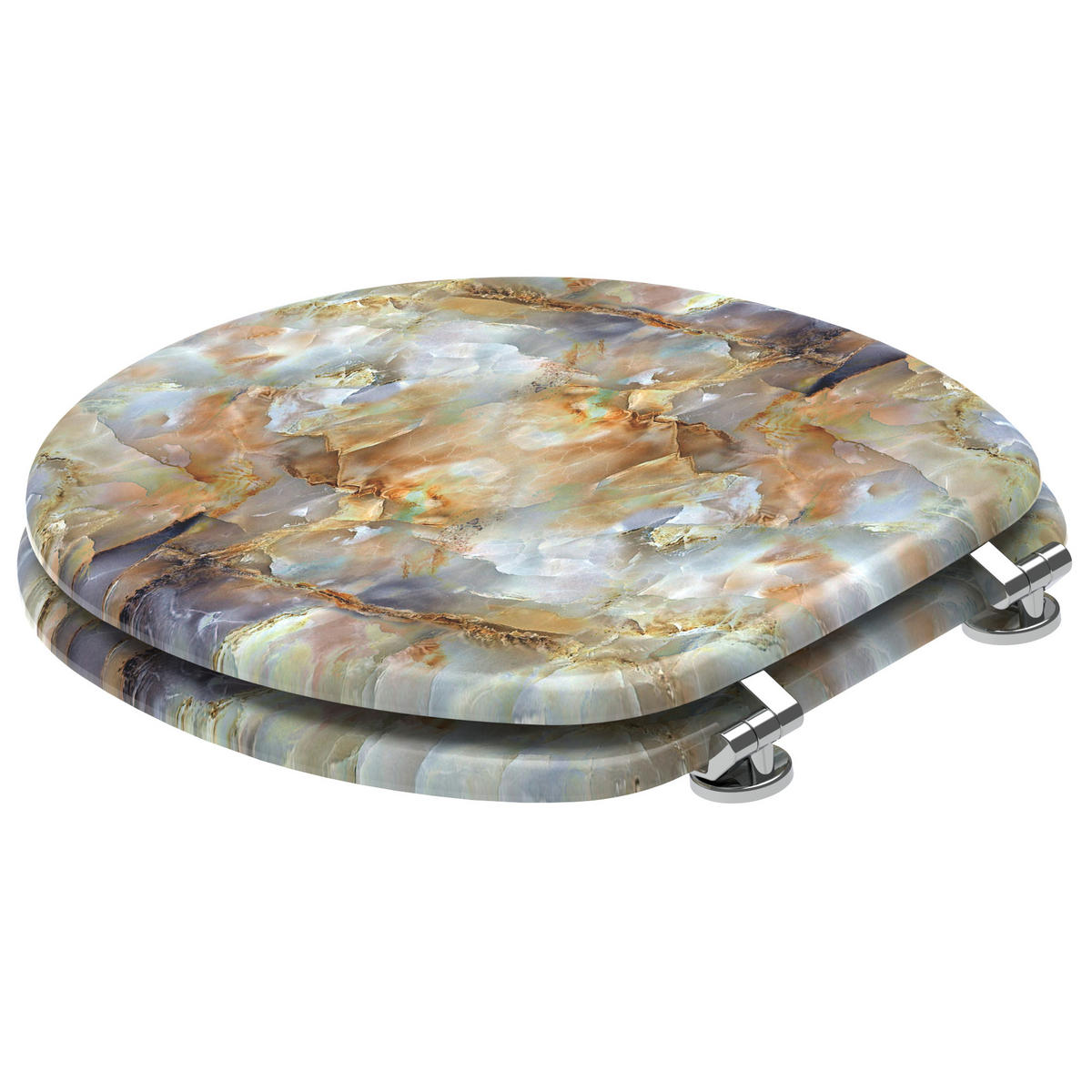 WC-SITZ Marmor Braun - Braun, Holzwerkstoff (38/6/47cm) - Sanilo