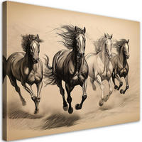 WANDBILD pferde tiere vintage - Beige, Textil (60/40cm) - Feeby