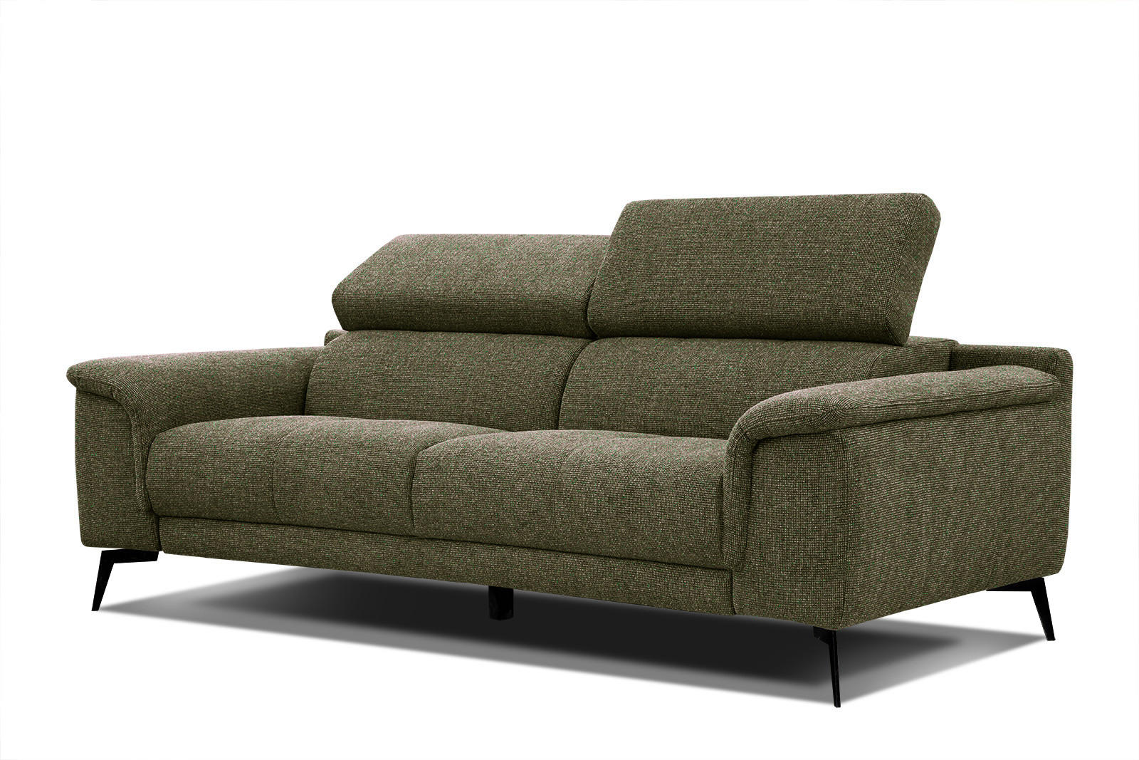 SOFA FIERO 3-Sitzer, olivgrün - Schwarz/Olivgrün, Holzwerkstoff/Textil (212/82/103cm) - Courtois Laville