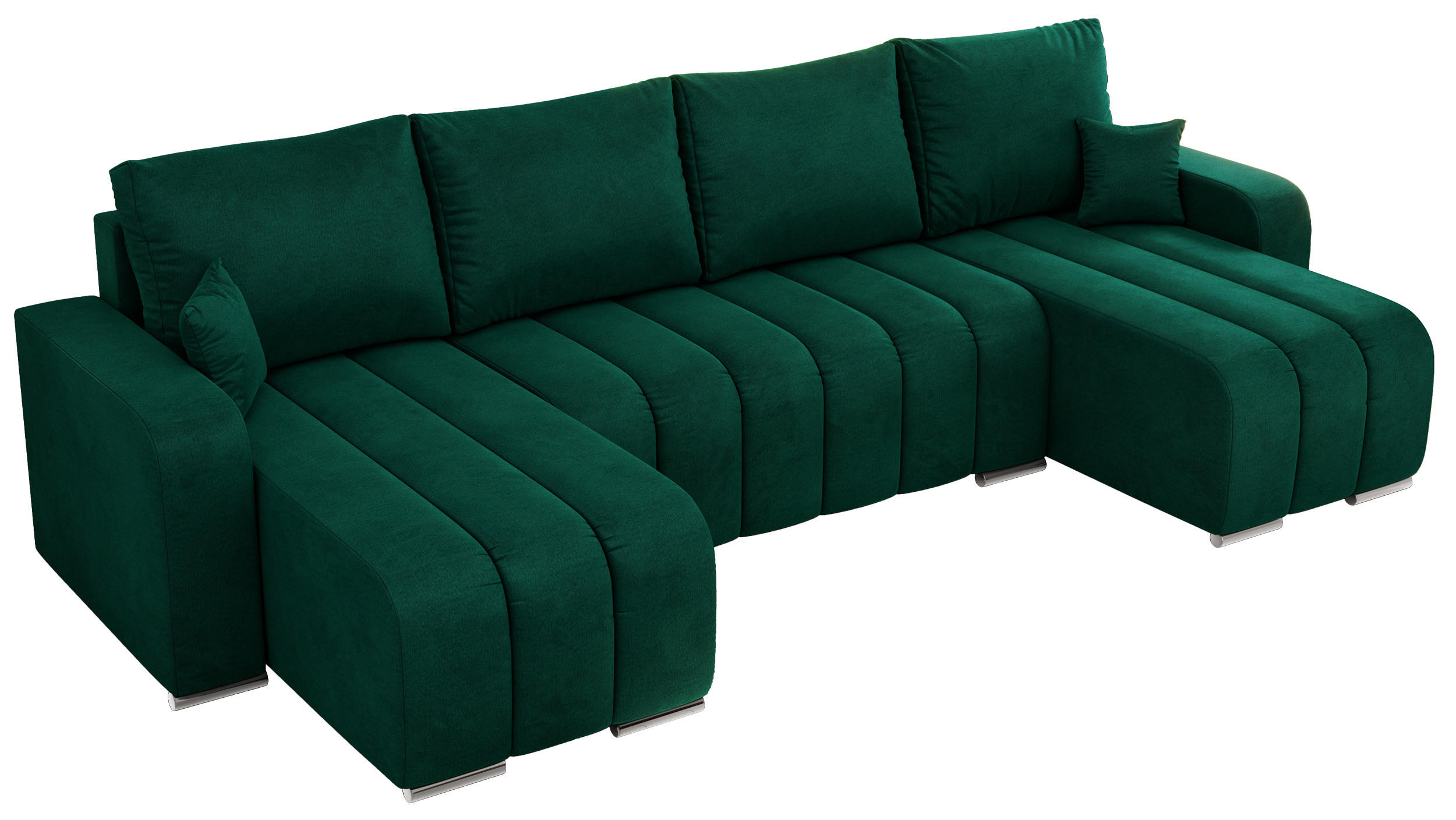 WOHNLANDSCHAFT KIRASSO U Dunkelgrün Velvet - Dunkelgrün/Grau, Textil/Metall (320/86/147cm) - MKS