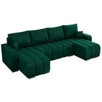 WOHNLANDSCHAFT KIRASSO U Dunkelgrün Velvet - Dunkelgrün/Grau, Textil/Metall (320/86/147cm) - MKS