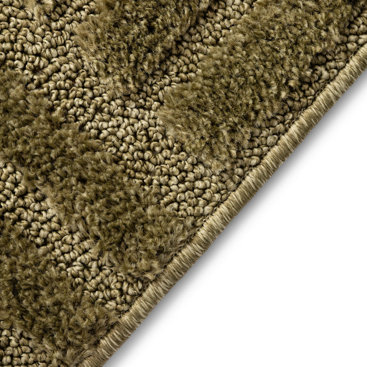KURZFLORTEPPICH RELIEVO oliv geometrisch 3D-Struktur 140/200 cm - Olivgrün, Textil (140/200cm) - Tapiso