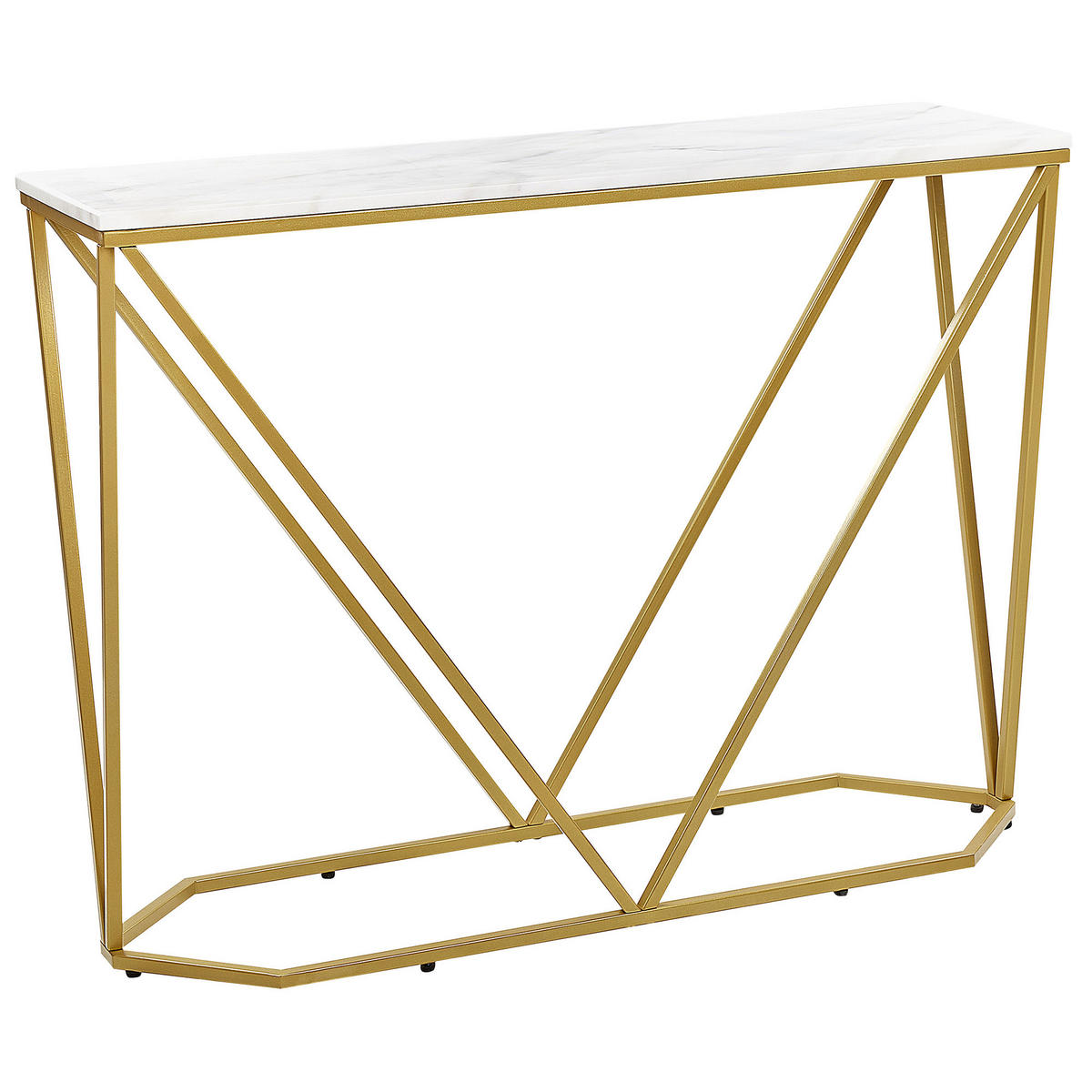 KONSOLENTISCH Marmoroptik weiß/gold Hazen - Goldfarben/Weiß, Holzwerkstoff (30/100/75cm) - Beliani