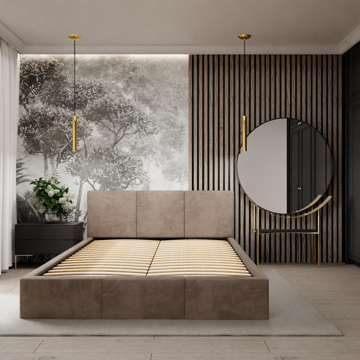 POLSTERBETT mit Stauraum Beige 180x200cm Kopfteil 88cm - Beige, Holzwerkstoff/Textil (180/200cm) - Muralo