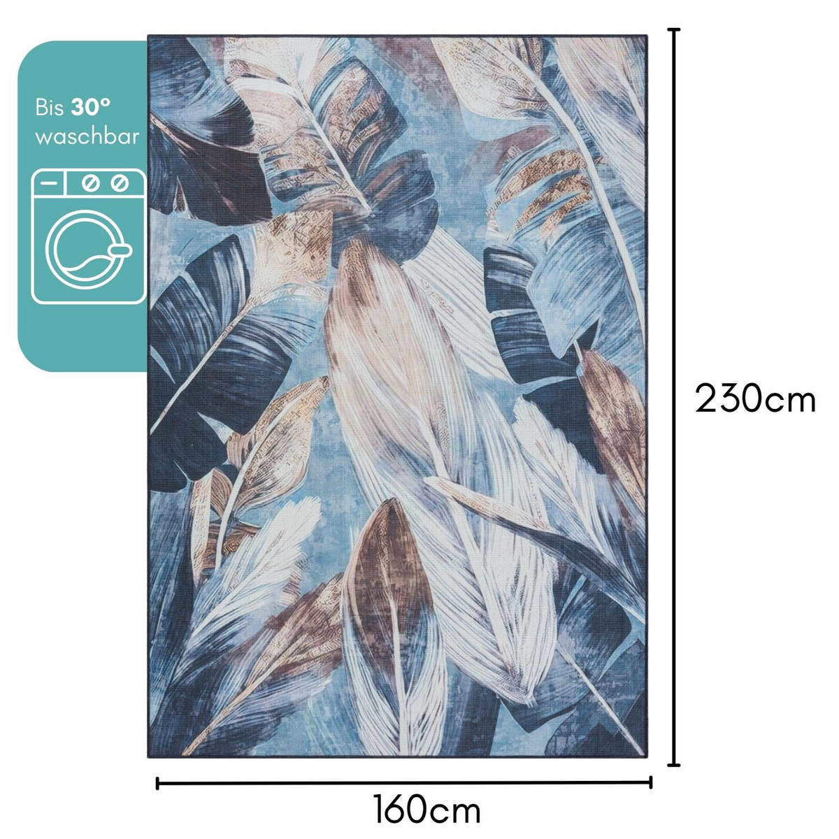 TEPPICH Nixie Dunkelblau,Sandfarben,Pastellblau 160/230 cm - Dunkelblau, Textil (160/230cm) - My-Rug