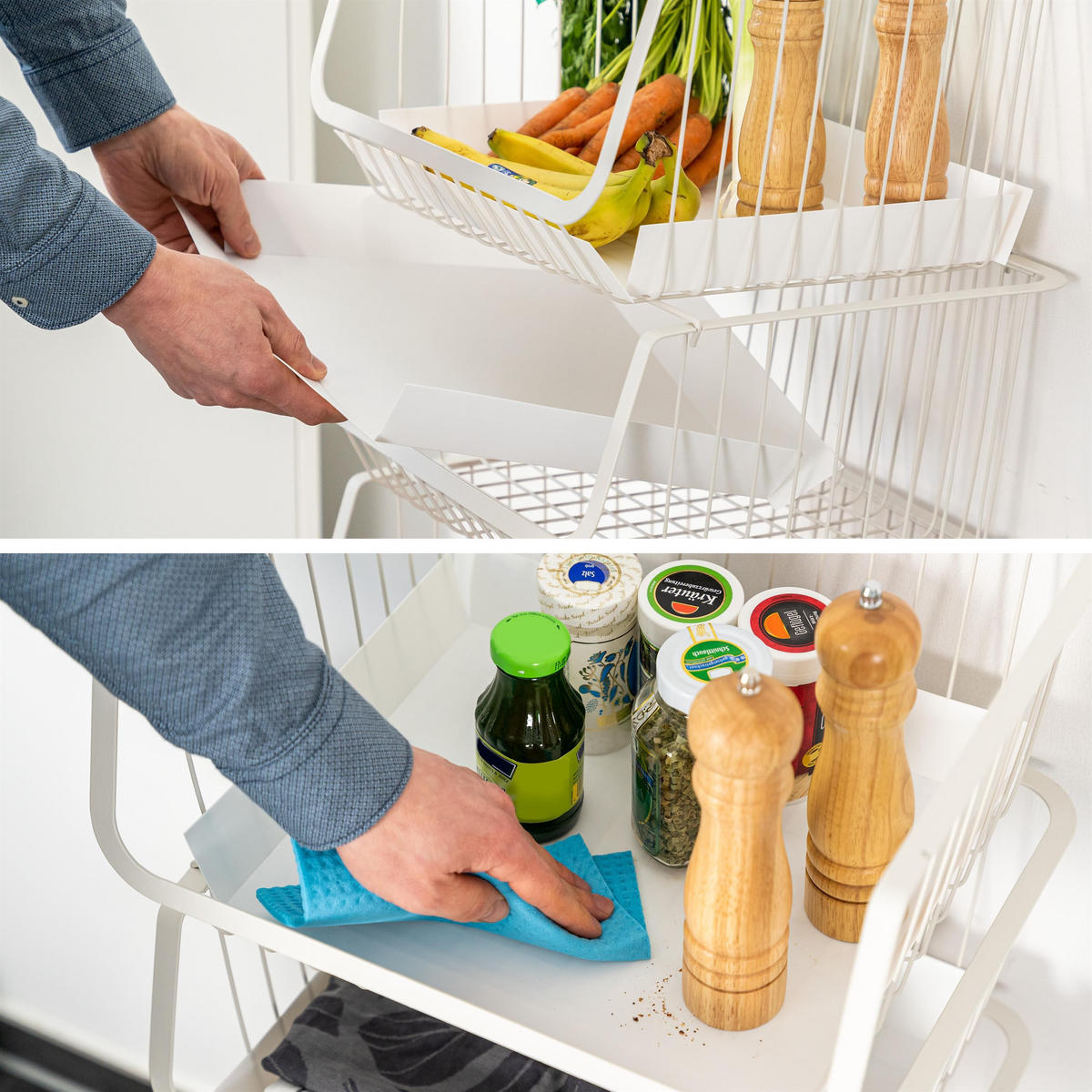 AUFBEWAHRUNGSKÖRBE, weiß, Metall, Kunststoff - Weiß, Metall (42/105/36cm) - bremermann