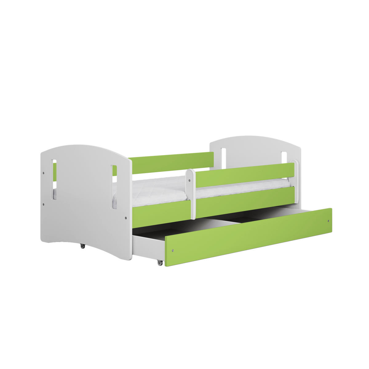KINDERBETT CLASSIC II mit Schublade und Matratze 90/65/144 - Grün, Holzwerkstoff (80/140cm) - RAUMHIRSCH FURNITURE