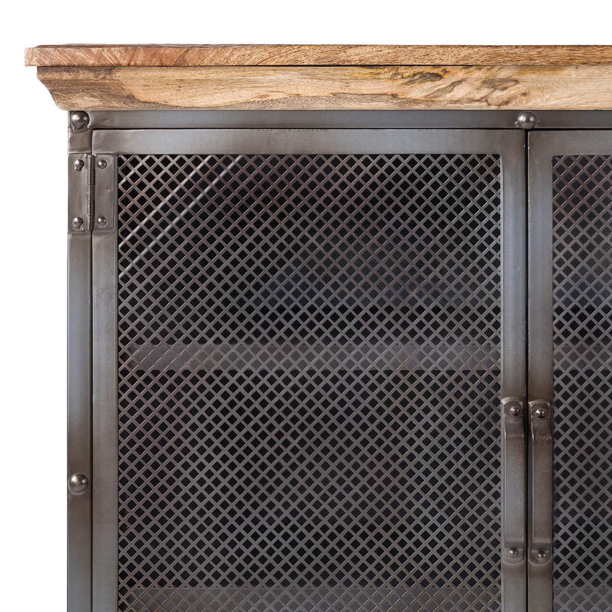 SIDEBOARD - Mango massiv / Metall - Naturfarben, Holz (146/88/42cm) - home24