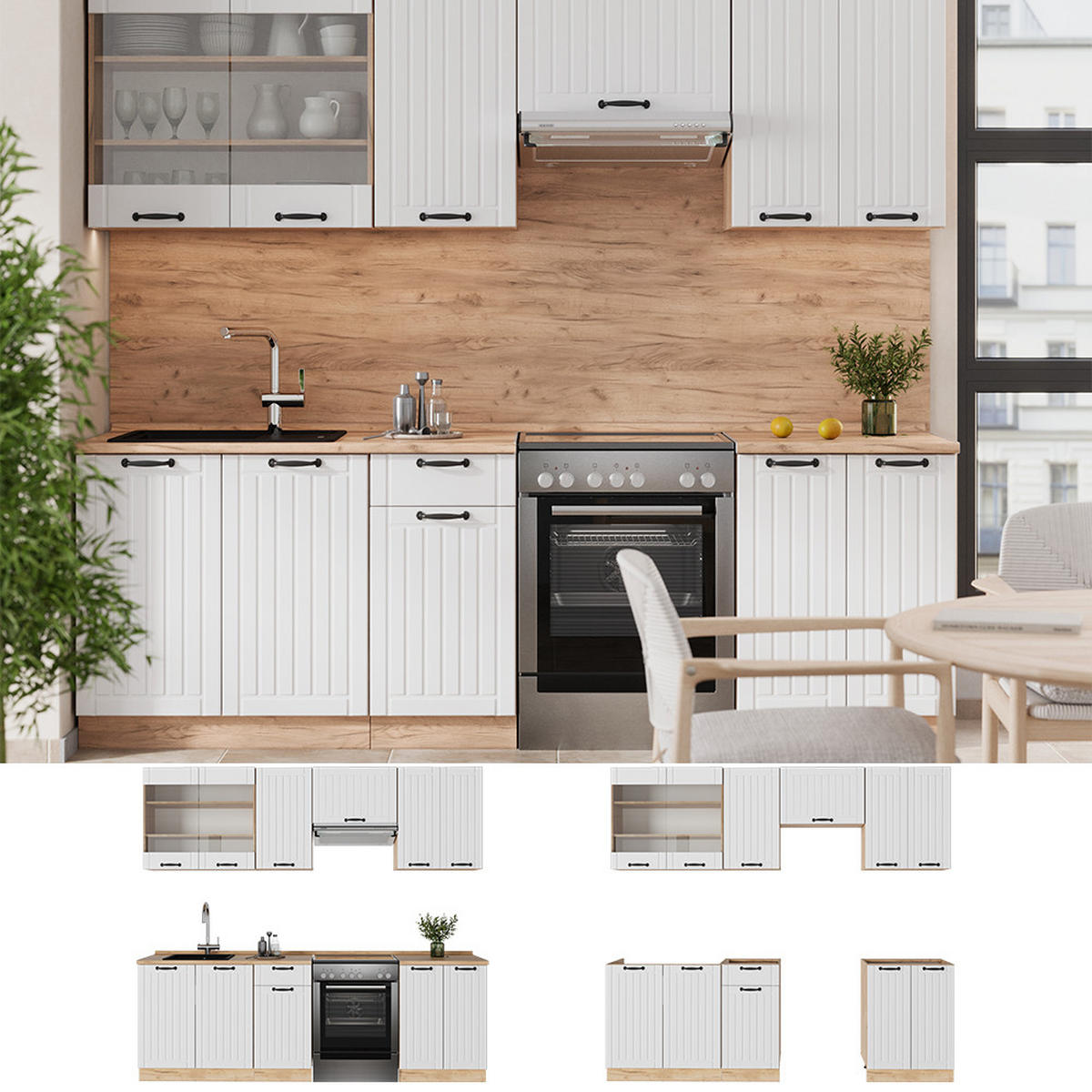 Honigeiche/Weiß, Holzwerkstoff (240/81.6/46cm) - Vicco