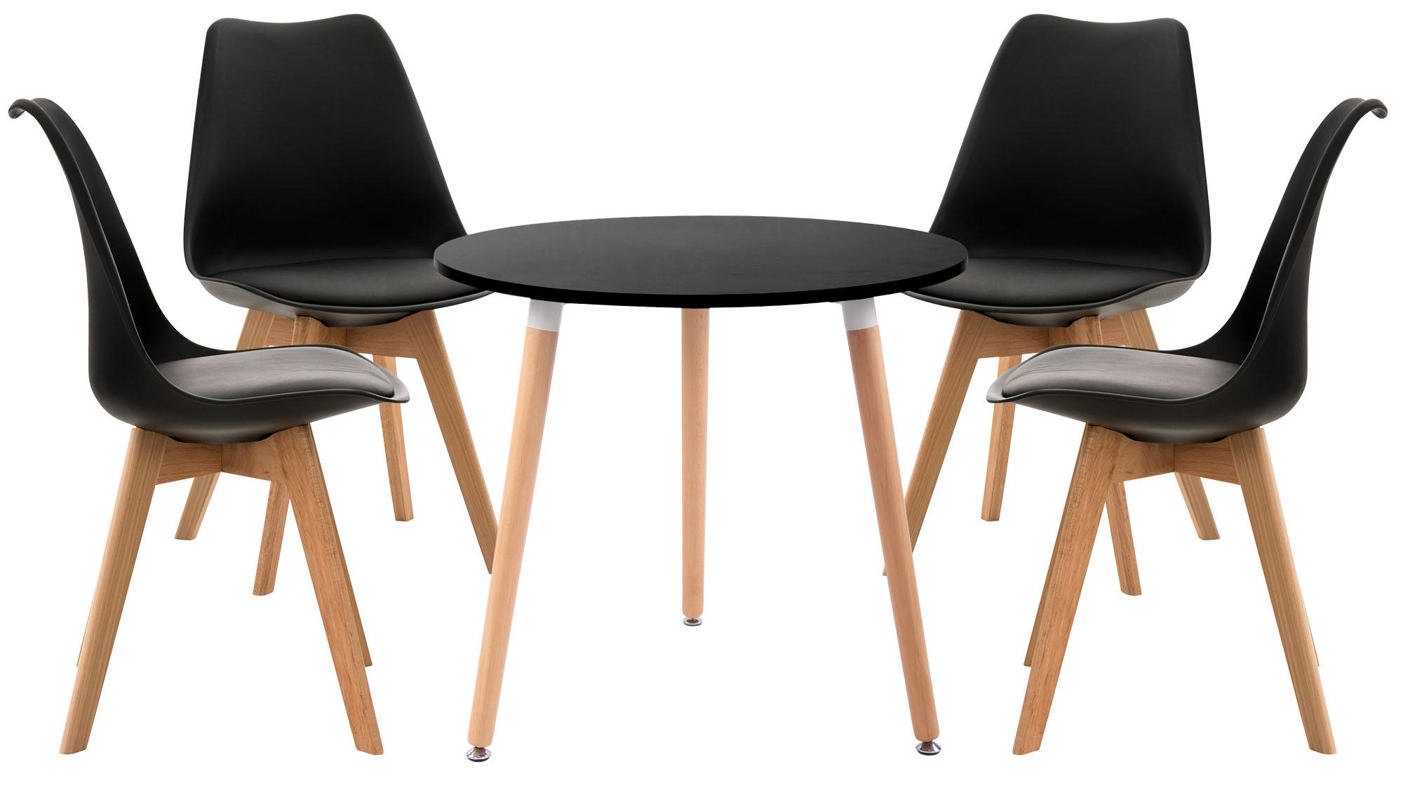 TISCHGRUPPE Holz Schwarz (5-teilig) - Schwarz, Holz (180/83/180cm) - CLP