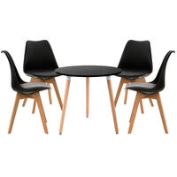 TISCHGRUPPE Holz Schwarz (5-teilig) - Schwarz, Holz (180/83/180cm) - CLP