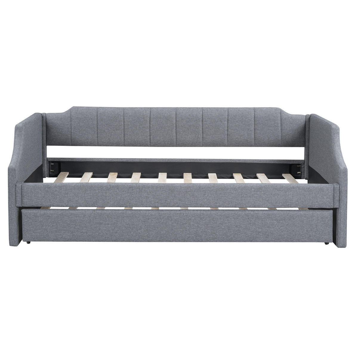 TAGESBETT 90/200 cm Grau Gepolstertes Einzelbett mit Rollbett - Grau, Textil (90/200cm) - OKWISH