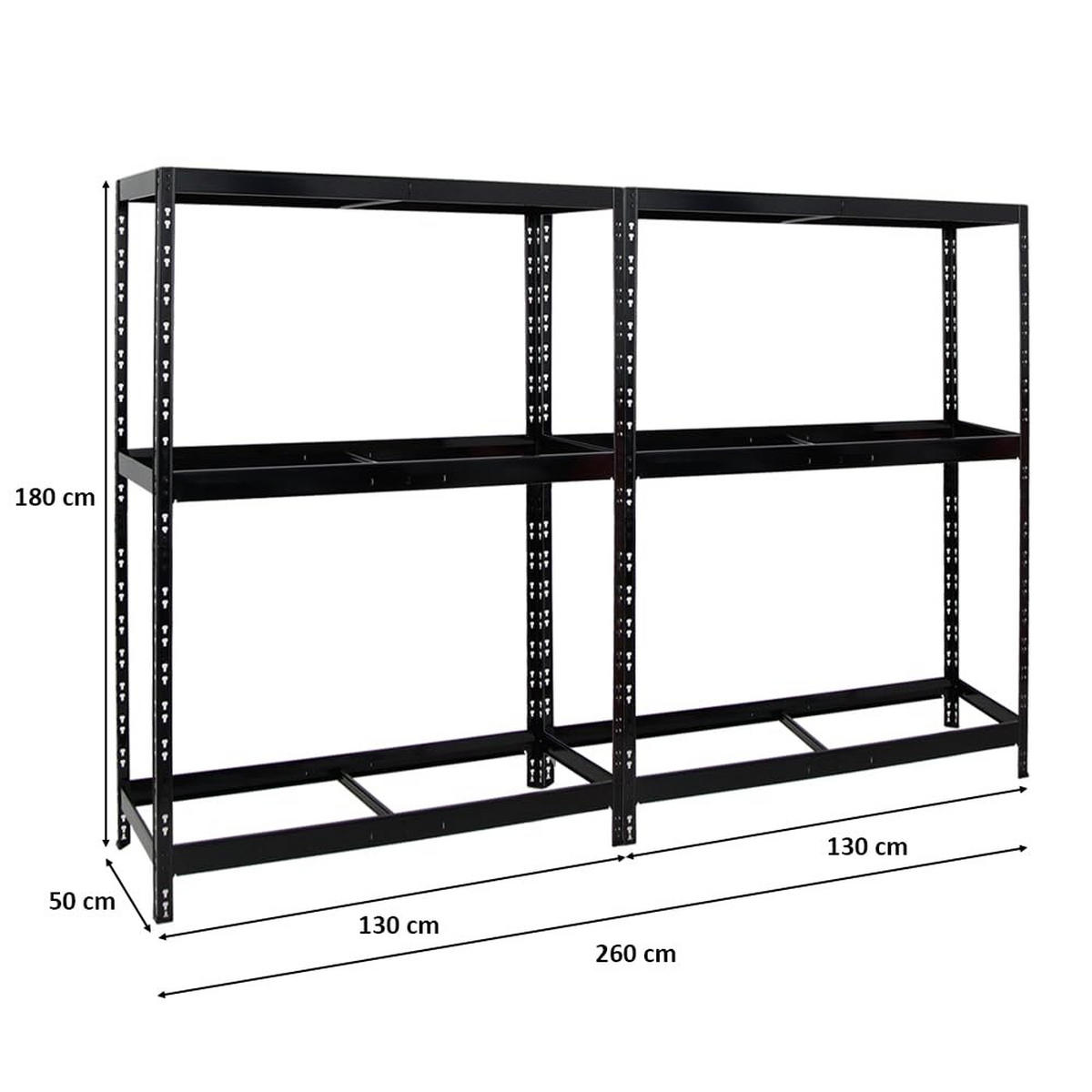 REIFENREGAL Tiger 2er-Set mit 2x 180x130x50 cm bis zu 24 Reifen mit Fachboden Schwarz - Schwarz, Metall (260/180/50cm) - PROREGAL