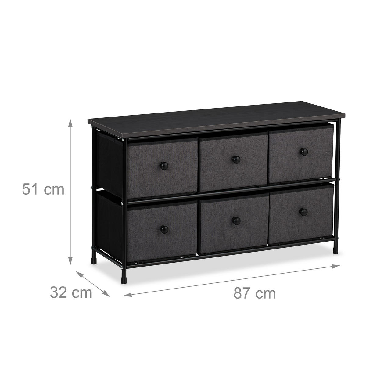 SIDEBOARD - Anthrazit/Schwarz, Holz/Holzwerkstoff (87/51/32cm) - Relaxdays