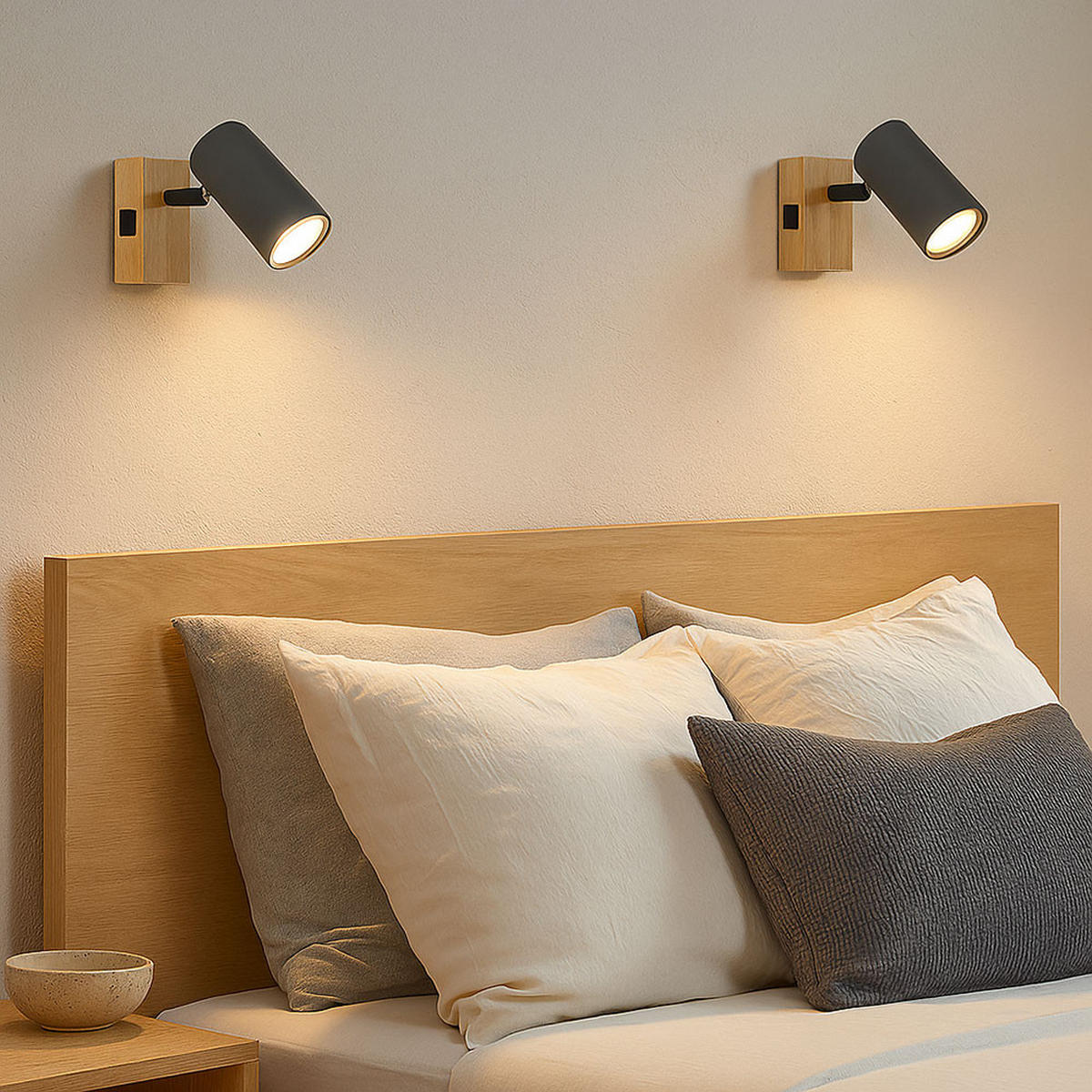 WANDLEUCHTE Metall Holzoptik Grau beweglicher Spot - Grau, Metall (7/10/12cm) - Globo Lighting