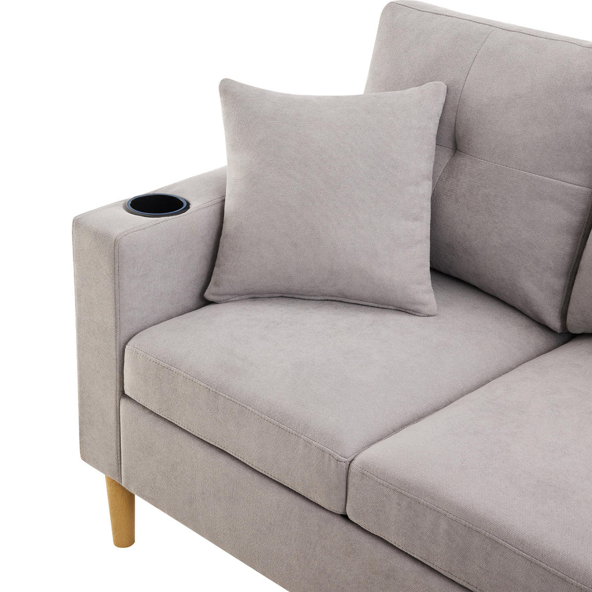 ECKSOFA 175/129/90 cm Hellgrau - Hellgrau, Textil (129/175cm)