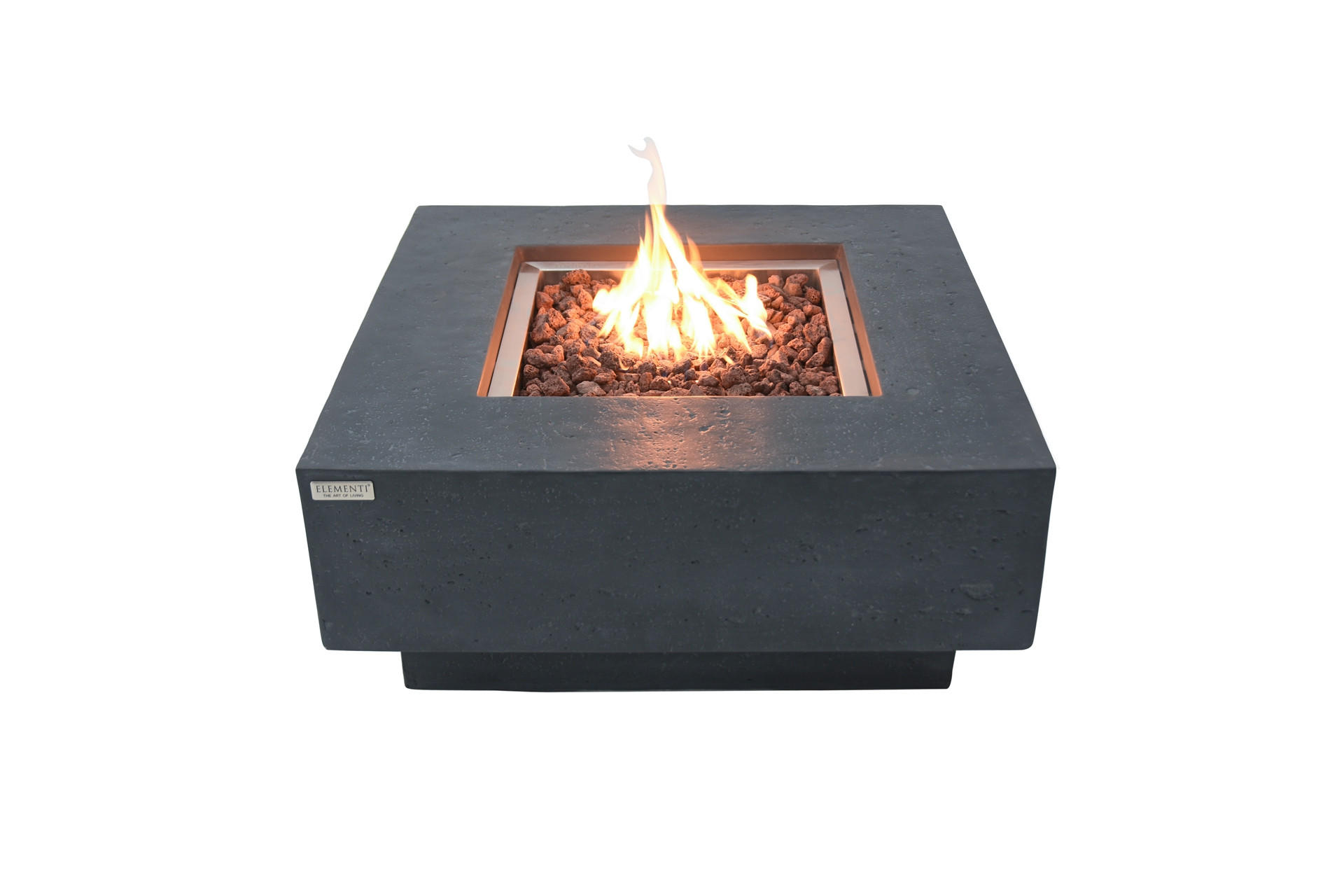 FEUERTISCH Manhattan Gasfeuerstelle aus GFRC-Beton 91/91/40 cm - Dunkelgrau, Naturmaterialien (91/40/91cm) - Elementi