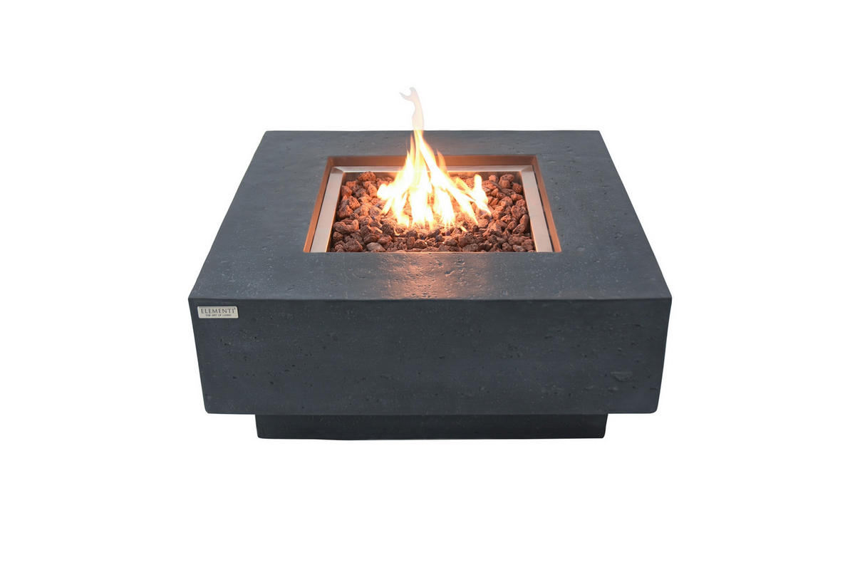 FEUERTISCH Manhattan Gasfeuerstelle aus GFRC-Beton 91/91/40 cm - Dunkelgrau, Naturmaterialien (91/40/91cm) - Elementi