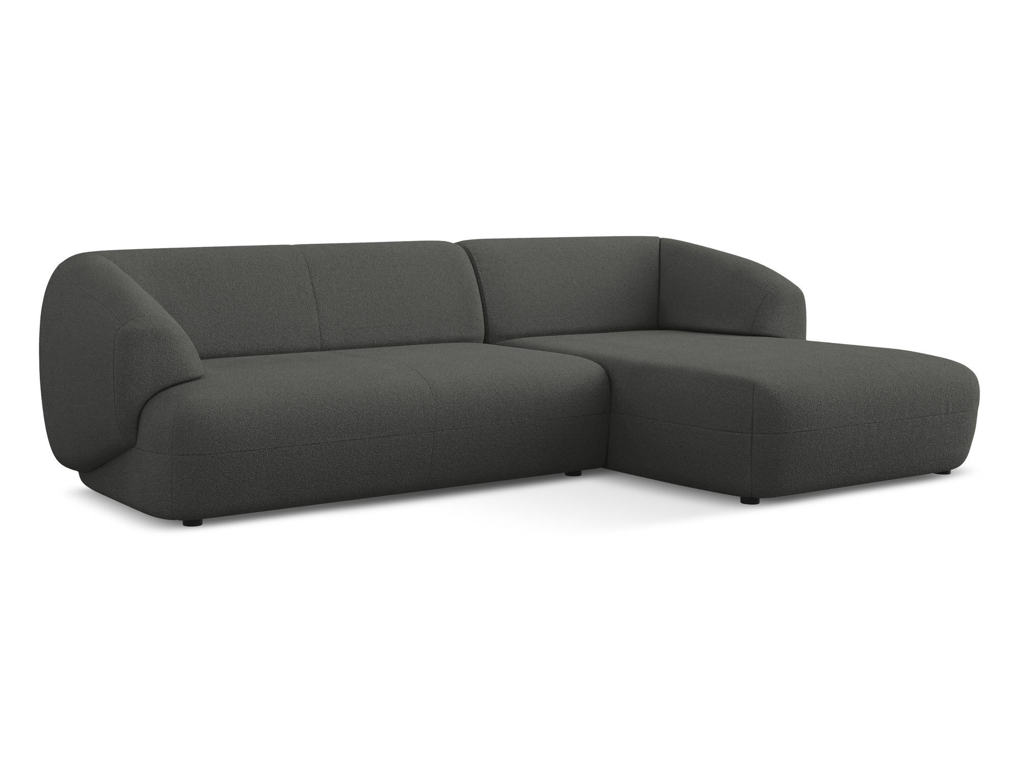 ECKSOFA Rechts Bouclé Stoff Grau - Schwarz/Graphitfarben, Kunststoff/Textil (280/156cm) - Makamii