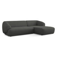 ECKSOFA Rechts Bouclé Stoff Grau - Schwarz/Graphitfarben, Kunststoff/Textil (280/156cm) - Makamii