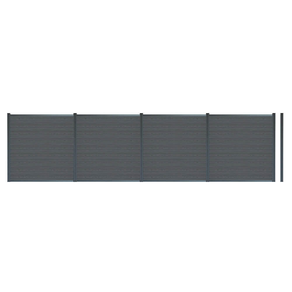 WPC Sichtschutzzaun CALLADO PREMIUM 4 x Element + 5 x Pfosten - Höhe: 185 cm - Anthrazit, Kunststoff (170/180cm) - Home Deluxe