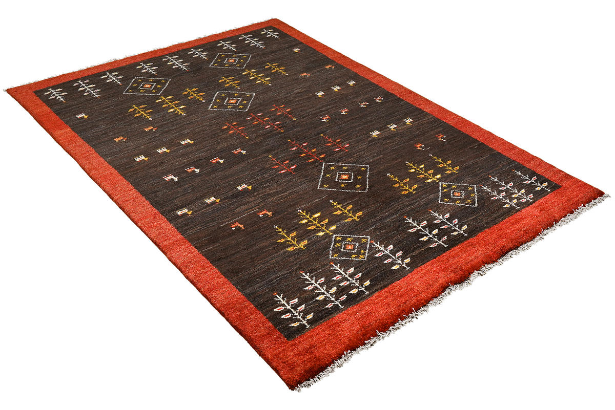 TEPPICH Gabbeh Sonnat Schwarz 199/151 cm Schurwolle - Schwarz, Textil (151/199cm) - Looma