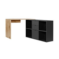ECKSCHREIBTISCH Der Produktive - Eichefarben/Schwarz, Holzwerkstoff (54/112/77cm) - Mokebo