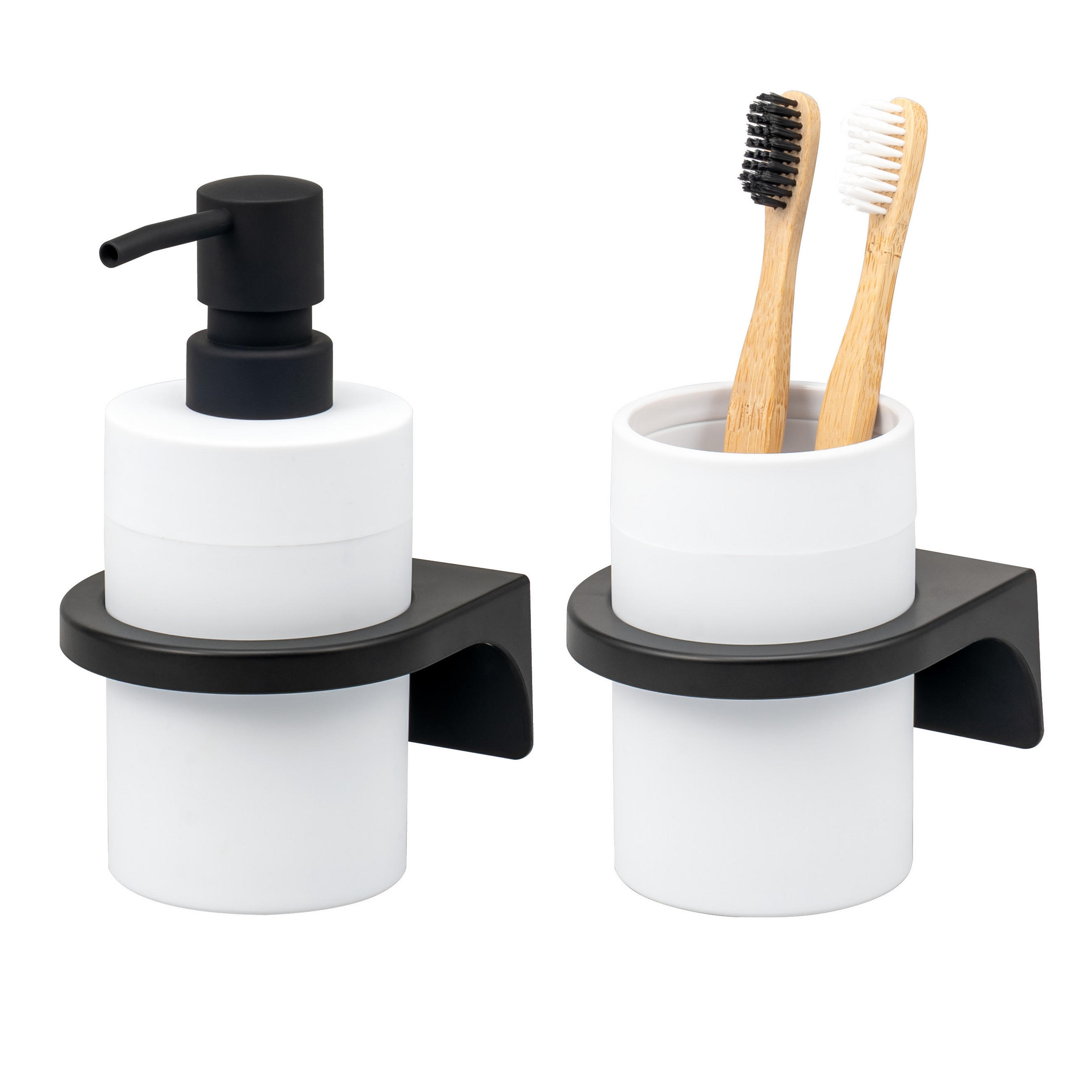 BADACCESSOIRESET SAVONA Softtouch (2er-Set) - Weiß, Kunststoff (7/16/9cm) - bremermann