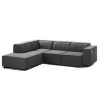 ECKSOFA mit Ottomane - Anthrazit/Schwarz, Kunststoff/Textil (260/234cm) - home24