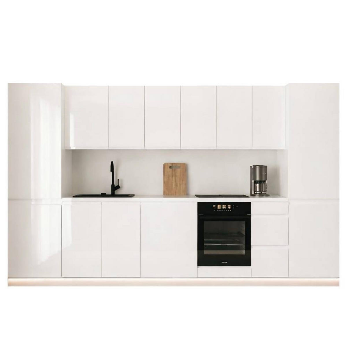 KÜCHENZEILE 360 cm - Aspen KA10-M360 - in Weiß/Hochglanz - Weiß Hochglanz, Holz (360/212/58cm)