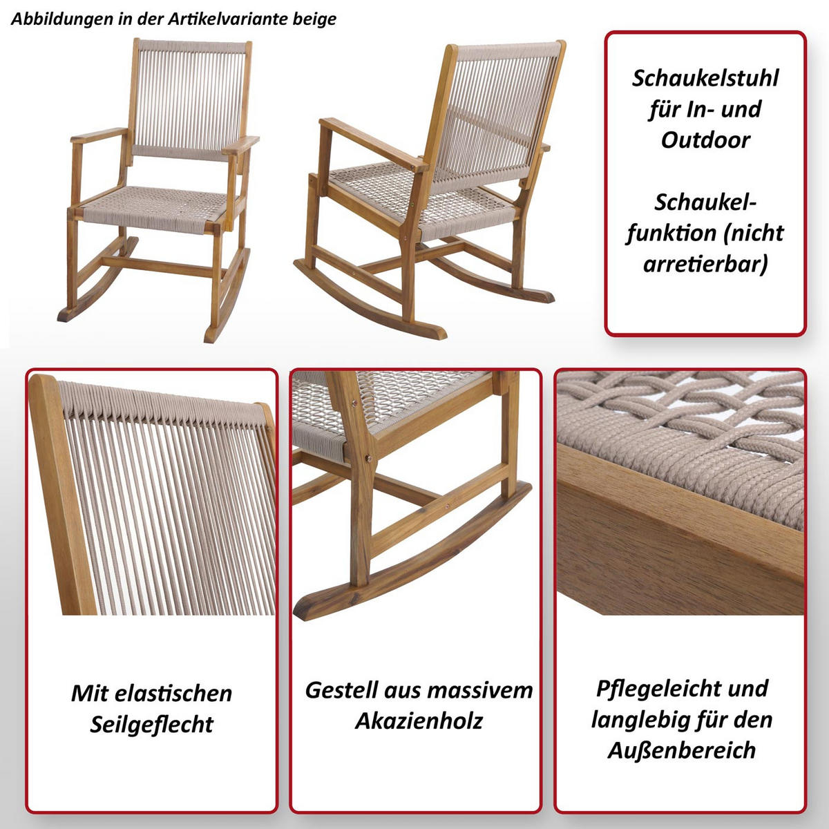 SCHAUKELSTUHL Grau - Grau, Holz (65/102/92cm) - MCW