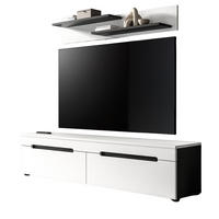 WOHNWAND weiß, grau mit TV-Lowboard hängend / stehend und Wandboard 170 cm, Cooper - Schwarz/Weiß, Holzwerkstoff/Kunststoff (170/180/33cm) - Inn.Furn