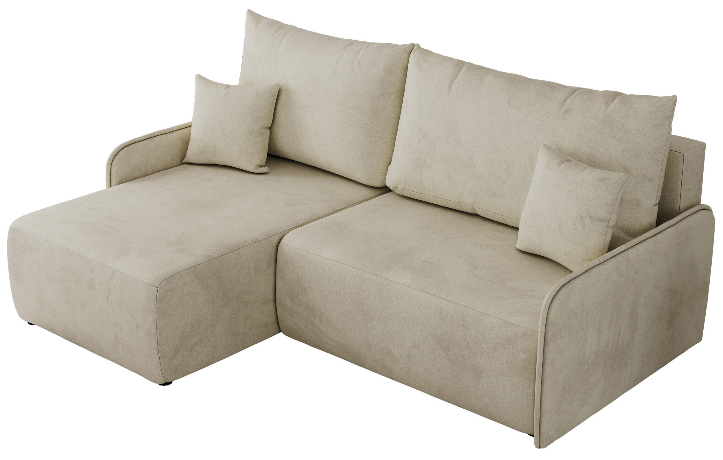 ECKSCHLAFSOFA ARPA L Beige Velvet - links - Beige/Schwarz, Kunststoff/Textil (198/150cm) - MKS