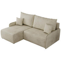ECKSCHLAFSOFA ARPA L Beige Velvet - links - Beige/Schwarz, Kunststoff/Textil (198/150cm) - MKS