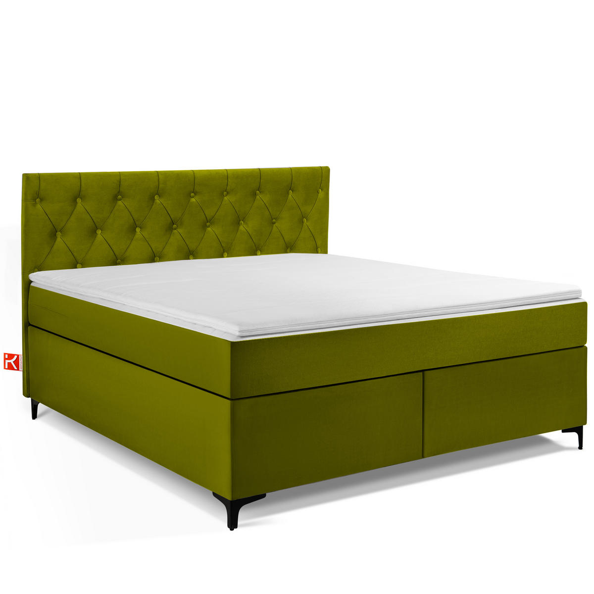 POLSTERBETT ARDEA, Oliv - Schwarz/Olivgrün, Holz/Holzwerkstoff (160/200cm) - KONSIMO®