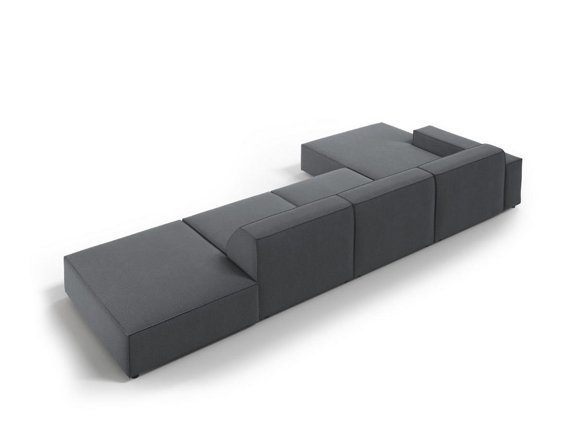 ECKSOFA links Jodie aus strukturiertem Stoff dunkelgrau 5 Sitzplätze - Dunkelgrau, Textil (166/341cm) - Micadoni