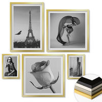 WANDBILDER 5er Set - 50x50 cm & 20x30 cm & 40x60 cm Goldrahmen - Stilvolle Porträts eleganter Frauen - Goldfarben, Kunststoff (40/60cm) - ArtPrintCave