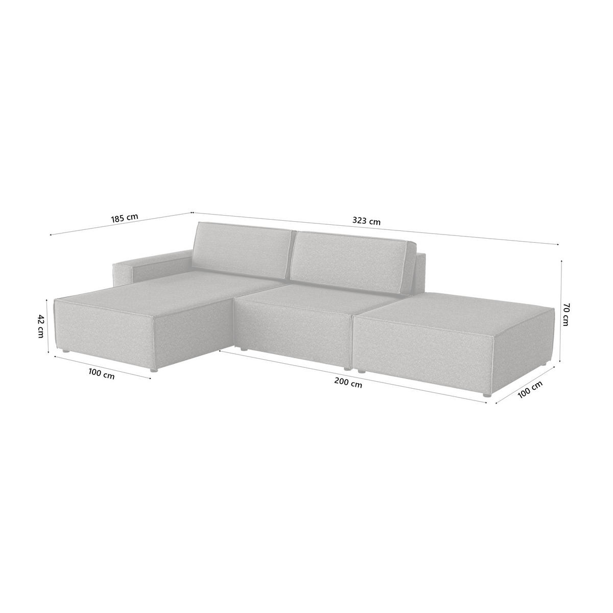 ECKSOFA Lummo Re mit Schlaffunktion, Graphit - Graphitfarben, Textil (323/185cm) - Fedve