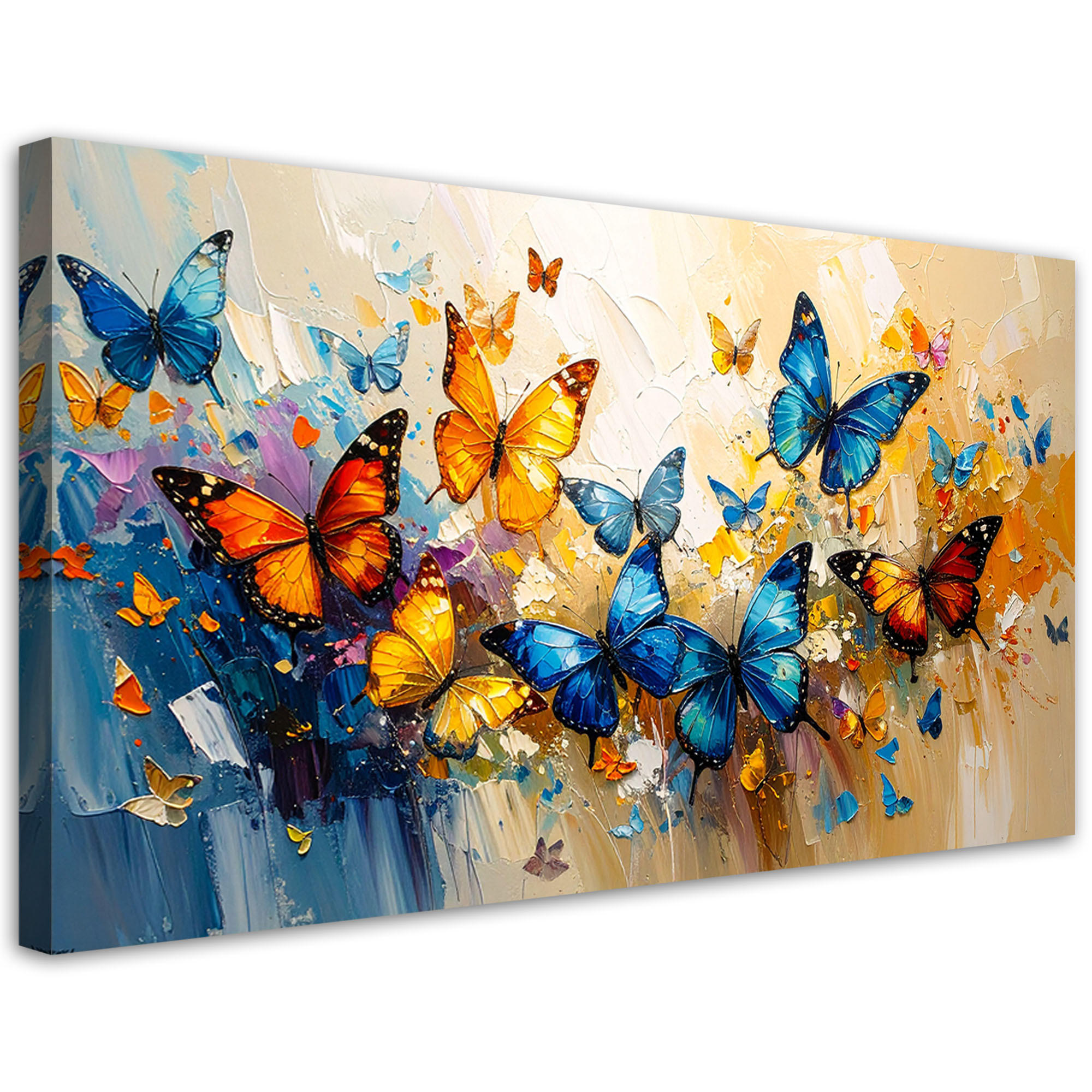 LEINWANDBILD Bunte Schmetterlinge 120x60cm - Beige, Textil (120/60cm) - Feeby