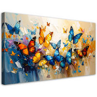 LEINWANDBILD Bunte Schmetterlinge 120x60cm - Beige, Textil (120/60cm) - Feeby